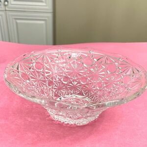 Daisy & Button Pattern Clear Glass Candy Dish